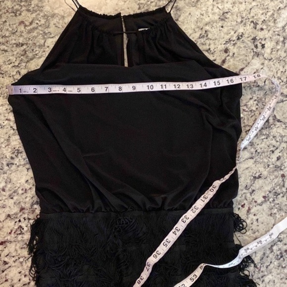 Cache black fringe tiered skirt blouson halter dress 4 D3 - Picture 8 of 11